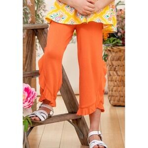 NWT Matilda Jane Girls Size 4 In The Groove Orange Ruffle Cropped Pants